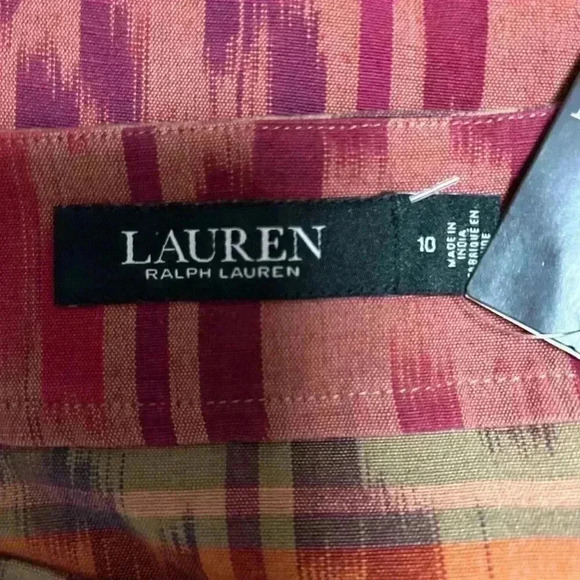 Lauren Ralph Lauren Cotton/Linen Geometric Pattern Wrap Skirt - Picture 4 of 5